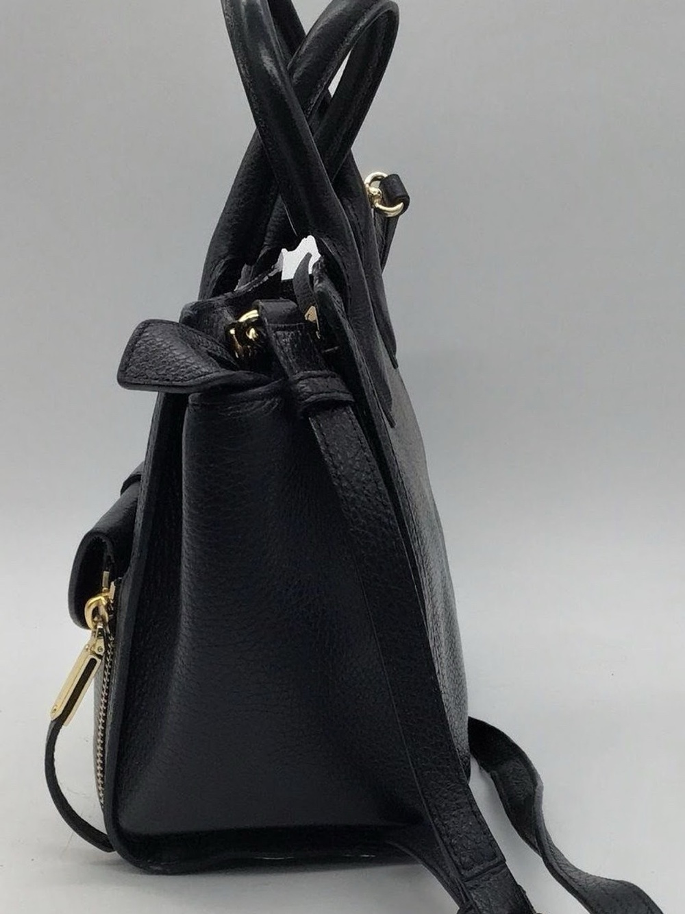 Henri Bendel Rivington Black Pebbled Leather Convertible Tote 2-in-1 Bag - Picture 6 of 13